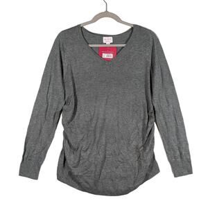 Maternity Sweater VNeck Essential Pullover Lightweight Ingrid Isabel Small Gray‎